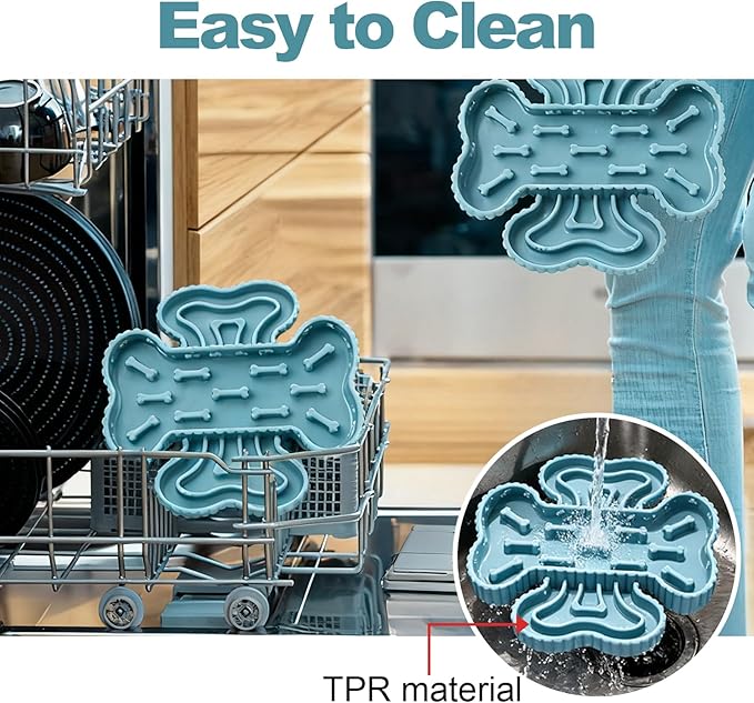 2 in 1 Slow Feeder Dog Bowls, Lick Mat for Dogs with Suction Cups, Dry and Wet Interactive Dog Puzzle Feeder Bowls for Anxiety Relief, Silicone Dogs Feeding Mat Pad Dish for Slow Down Eating