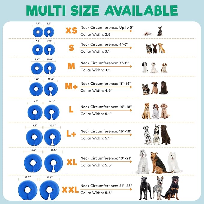 BENCMATE Inflatable Dog Cone Collar Alternative, Soft Dog Cone for Small Medium Large Dogs and Cats, Neck Recovery ECollar Donut Collar After Surgery (Medium, Watermelom)