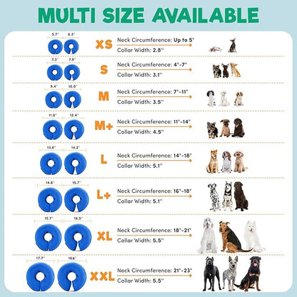 BENCMATE Inflatable Dog Cone Collar Alternative, Soft Dog Cone for Small Medium Large Dogs and Cats, Neck Recovery ECollar Donut Collar After Surgery (Large+, Pink)