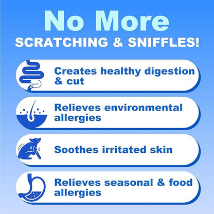 Dog Allergy Relief Chews, Itch Relief, Probiotics for Dogs, Omega-3 Fish Oil, Seasonal Allergy and Itchy Skin Treatment, Immune Support Supplement (120 Chews, Chicken)