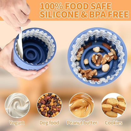 Dog Lick Bowl, Bestalk Anxiety Relief Slow Feeder Dog Lick Mat Treat Dispenser, Non-Slip Licking Bowl Enrichment Toys for Small Medium and Large Breed Dogs, BPA Free Silicone(Dark Blue,M-L)