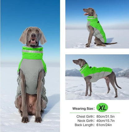 Warm Dog Coats for Large Dogs, Waterproof Dog Jacket with Harness Built in, Zipper Clousure, Fleece Lining, Turtleneck, for Cold Weather, Snowsuit for German Shepherd, Weimaraner, Labrado XXXL