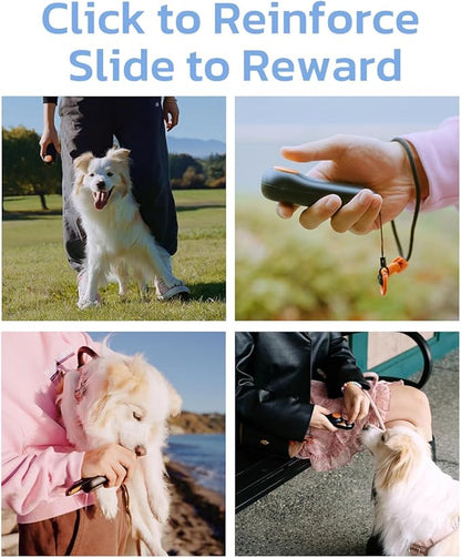 Clink Design Clicker Dog Trainer & Dog Treat Pouch Alternative, Puppy Essentials Dual Use 2 in 1 Dog Clicker for Training - Durable, Light (2.36 oz), Easy to Clean & Handle, Innovative Design, Blue