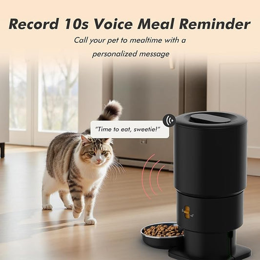 Automatic Cat Feeder - 5L Anti-Clog Cat Food Dispenser Keeps Dry Food Fresh, 10s Voice, 1-6 Meals/Day, Programmable Portions, 180-Day Battery Life, Easy to Clean Auto Pet Feeder for Multi Cats & Dogs