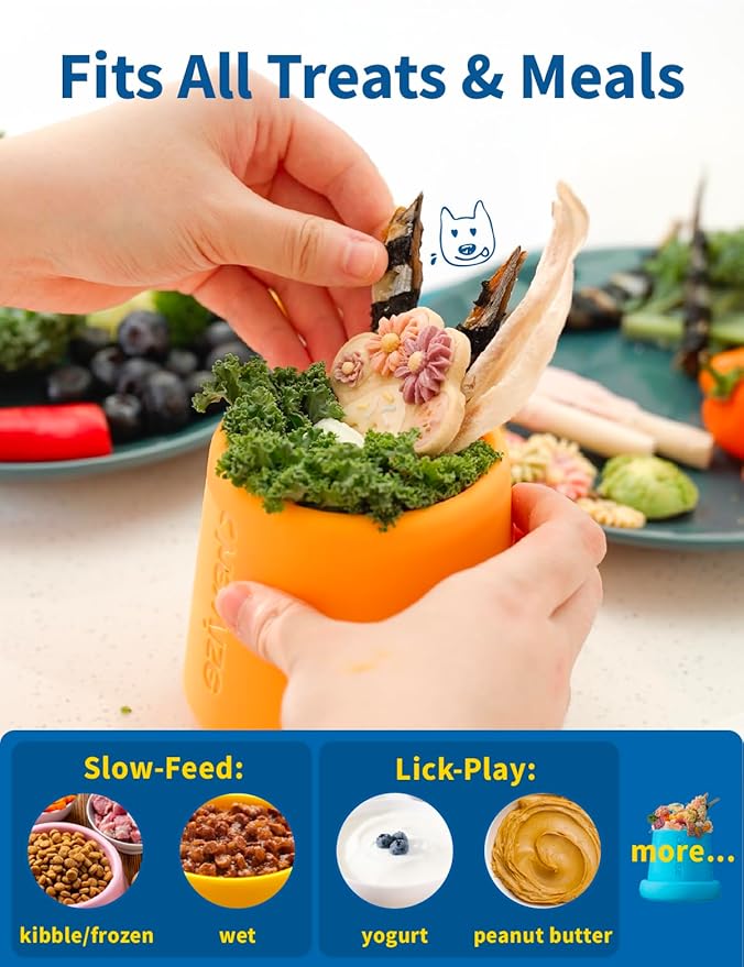 2-in-1 Enrichment Bowls for Dogs – Durable Dog Food Wobble Bowl Slow Feeder & Licking Mat Bowl Set, Food-Grade TPU Dog Enrichment Toys, Dishwasher Safe Licking Toy