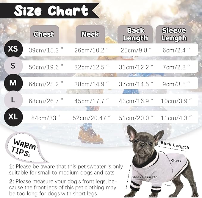 FUAMEY Dog Pullover Sweatshirt，Dog Winter Sweaters Warm Clothes Vest Thick Puppy Soft Pet Fleece Sweater Cute Doggie Boy Girl Outfit for Small Medium Dogs Lavender XS, X-Small(chest:15.3in)
