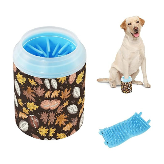 Dog Paw Cleaner Cups for Dogs Pets Foot Washer Paw Scrubber for Medium Small Cats Dogs Cleaning Cup Brown Fall Footballs