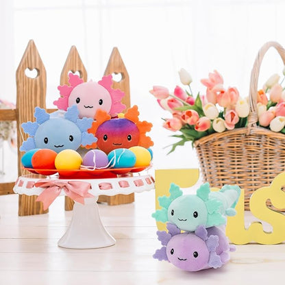 Tezituor 5 Pcs Glow-in-The-Dark Axolotl Plush Toys, 6 Inches Small Stuffed Animals Bulk with Luminous Fins, Colorful Handheld Soft Plushies for Kids, Birthday Gifts