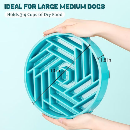 WHIPPY Slow Feeder Dog Bowl, Puzzle Maze Design to Slow Down Eating, 3-Cup Capacity, Anti-Gulping Food Bowl for Medium & Large Dogs,Sky Blue