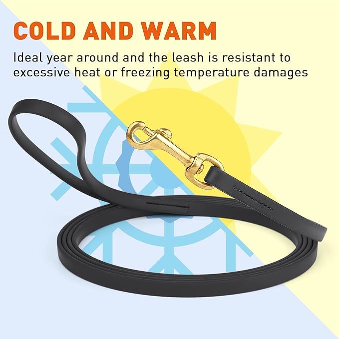 Viper Biothane Working Tracking Lead Leash Long Line for Dogs, Black 1/2" x 15ft