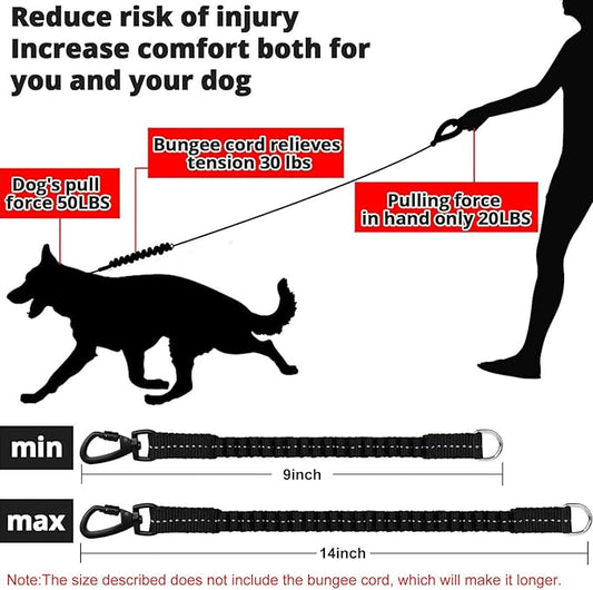 Rope Dog Leash 3 FT: Heavy Duty Leashes with Swivel Lockable Hook Reflective Threads Bungee and Padded Handle - Dog Lead for Large Small Medium Dogs Outside Walking Hiking Orange