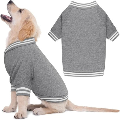 Dog Sweaters for Large Dogs, Brushed Fleece Dog Sweater Baseball Jacket Large Pet Sweater Clothes Soft Warm Boy Girl Pet(Gray-XL)