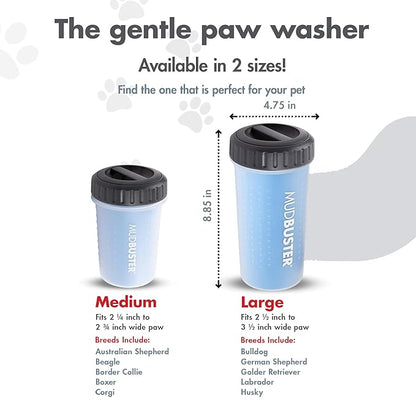 Dexas Lidded MudBuster Portable Dog Paw Cleaner, Pro Blue, Large with Lid