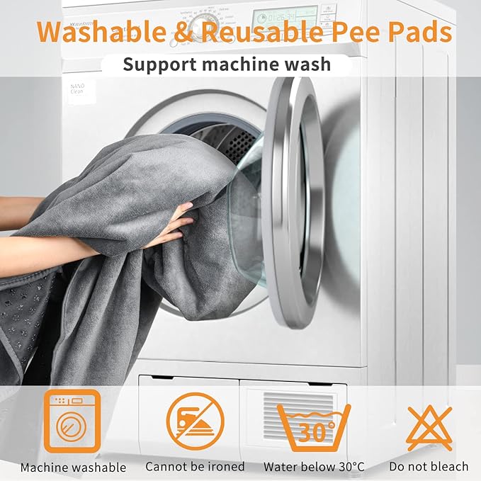 LOOBANI Washable Pee Pad for Dogs, 2 Packs Non-Slip Puppy Training Pads, Fast Absorbent Pet Whelping Pads, Puppy Playpen Mat for Incontinence, Housebreak, Crate, 41x41in, Gray