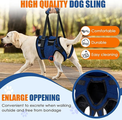 SlowTon Dog Lift Harness - Adjustable Dog Sling for Medium Large Dogs, Hind Leg Support to Help Rehabilitate, Soft Padded Dog Support Harness for Elderly, Injured, Arthritic, Disabled Dogs(BL,S)