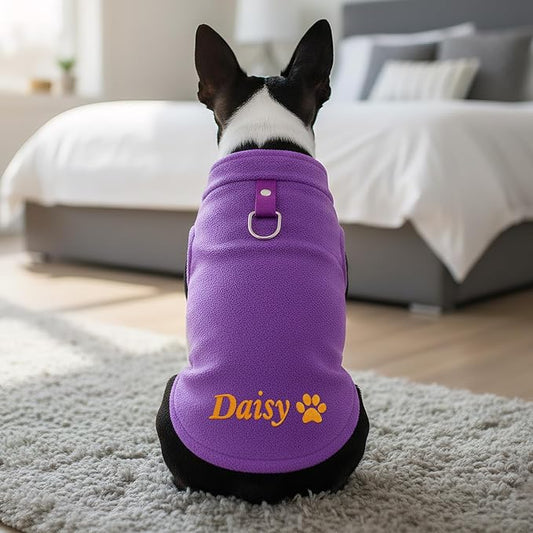 Personalized Dog Fleece Vest, Custom Embroidered Name Warm Winter Dog Clothes for Puppy Small Medium Large Dogs, 2025 for Pet Lovers Dogs Mom