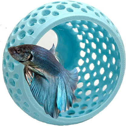 Betta Bulb Hide 2.0 | Large Aquarium Cave with Suction Cup for Small Fish Tank, Shrimp Hideout, Aquatic Decor (Cotton Candy Blue)