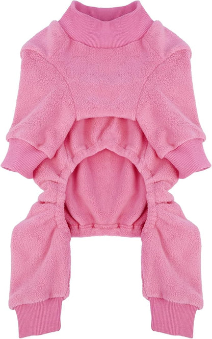 Extra Large Dog Pajamas Winter Fleece Sweaters Soft 4 Legs Onesie for Dogs Girl Pjs Warm Cozy Pet Jumpsuit Cold Weather Thick Jammies, Pink 5XL