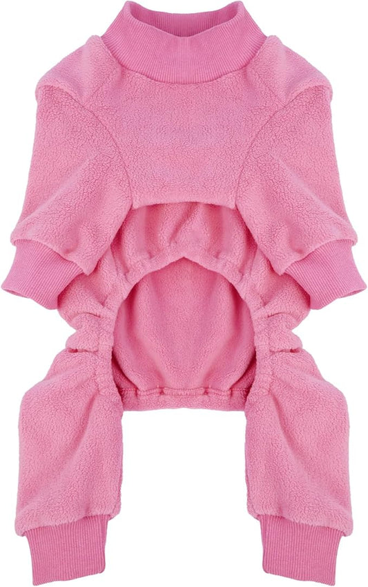 Extra Large Dog Pajamas Winter Fleece Sweaters Soft 4 Legs Onesie for Dogs Girl Pjs Warm Cozy Pet Jumpsuit Cold Weather Thick Jammies, Pink 5XL