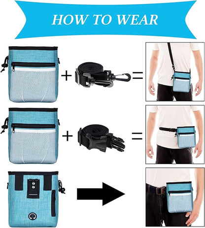 STMK Dog Treat Pouch Dog Clicker Training Kit, Dog Training Treat Pouch Dog Clicker for Training, 3 Ways to Wear Easily Carries Treat Pouches for Pet Training (Light Blue)