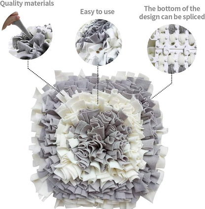 LIVEKEY Pet Snuffle Mat for Dogs, Dog Feeding Mat, Nosework Training Mats for Foraging Instinct Interactive Puzzle Toys (Gray&White)