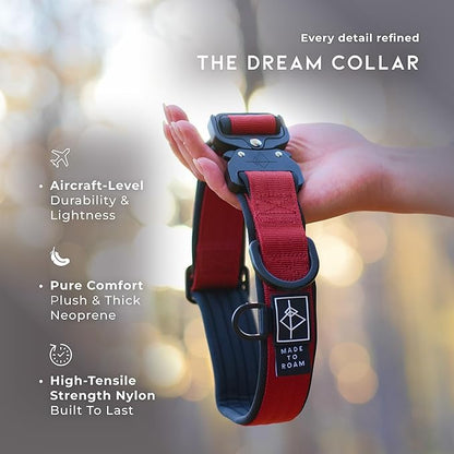 MADE TO ROAM Comfort Collar - Adjustable Nylon Dog Collar with Soft Comfortable Padding, Light Aviation Aluminum Metal Buckle for Small, Medium and Large Dogs (Maine Marina, Size 2)