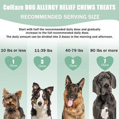 Dog Allergy Chews 200PCS Anti Itch Immune Treats Omega 3 Fish Oil Skin & Coat Supplement Dog Itching Relief with Probiotics Colostrum for Dry Skin Itching Licking Seasonal Allergies and Immune Support