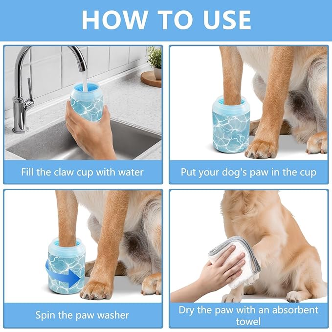 Dog Paw Cleaner Mudbuster Dog Foot Washer for Small Medium Large Dogs Cats Premium Pet Supplies Light Blue Pool Ripples