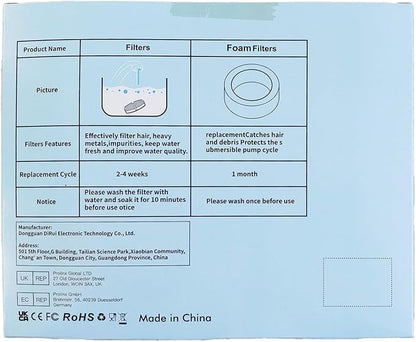 Cat Water Fountain Filters: 12 Cat Fountain Replacement Filter for FOFNON Pet Water Fountain - 3 Months Set of Pet Fountains Filter - Including 6 Pieces Filters + 6 Pieces Sponges