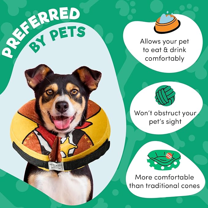 BENCMATE Inflatable Dog Cone Collar Alternative, Soft Dog Cone for Small Medium Large Dogs and Cats, Neck Recovery ECollar Donut Collar After Surgery (Medium, Cowboy)