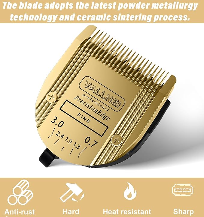 Detachable Adjustable Pet Dog Grooming Clipper 5-in-1 Blade Compatible with WAHL Professional Animal Blade Arco, Bravura, Chromado, Creativa, Figura, and Motion Pet, Dog, and Horse Clippers Golden