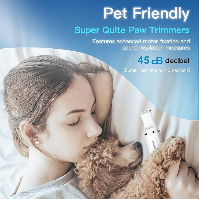 Dog Clippers for Grooming, Cordless Waterproof Dog Hair Trimmer with Type-C Charging, Low Noise for Trimming Cats & Dogs' Specific Areas Around Paws, Eyes & More (White)