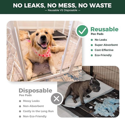 FXW Homeplus Unleashed Indoor Dog Playpen - Stress-Free and Safe Play, Heavy Duty 40 Inch 8 Panels with Washable Pee Pad for Medium and Large Dogs, White│Patented