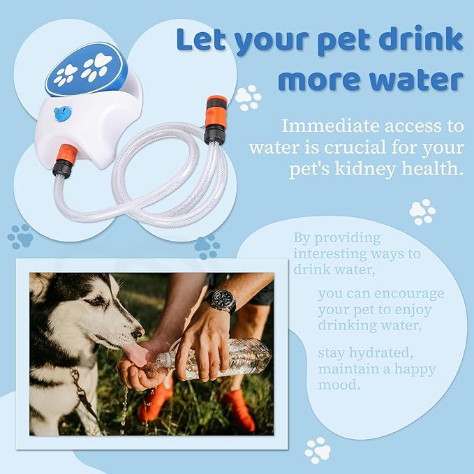 Gugxiom Outdoor Pet Water Fountain, Step On Dog Water Fountain, Dog Water Toy, Water Dispenser System for Fresh Water
