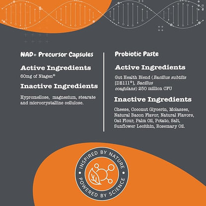 Zesty Paws NAD+ Precursor Supplement for Dogs - Niagen for Healthy Aging & Skeletal Muscle Support & Recovery - Brain, Heart, & Cellular Energy Support - Nicotinamide Riboside Chloride - 60 Capsules