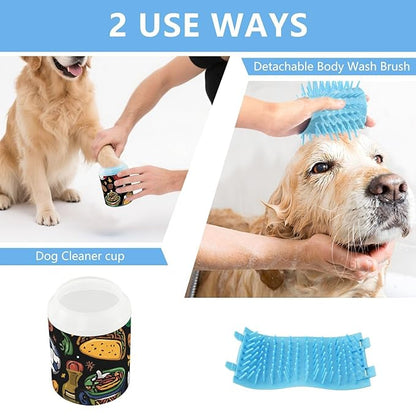 Dog Paw Cleaner Cups for Dogs Pet Foot Washer Paw Scrubber for Medium Small Dogs Cats Cleaning Cup Mexican Soccer Food