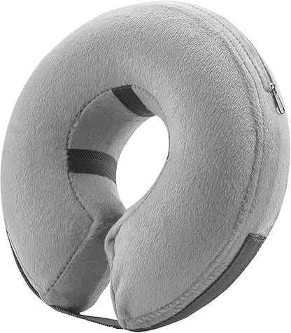 BENCMATE Inflatable Dog Cone Collar Alternative, Soft Dog Cone for Small Medium Large Dogs and Cats, Neck Recovery ECollar Donut Collar After Surgery (Medium, Grey)