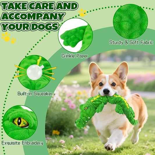 Dog Toys,Interactive Stuffed Squeaky Animal Crinkle Plush Toy for Small, Middle, Large Dogs, Interactive Dog Toy to Keep Them Busy,Large Dog Toys for Tug of War Game,Crocodile