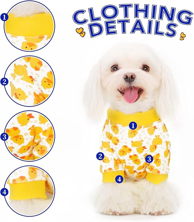 Paiaite Dog Pajamas Onesie: Comfortable Four-Legged Apparel for Small, Medium, & Large Dogs, Polyester Material for Comfort, Wrinkle Resistance, Moisture Wicking, Stretchiness Cartoon Duck XS