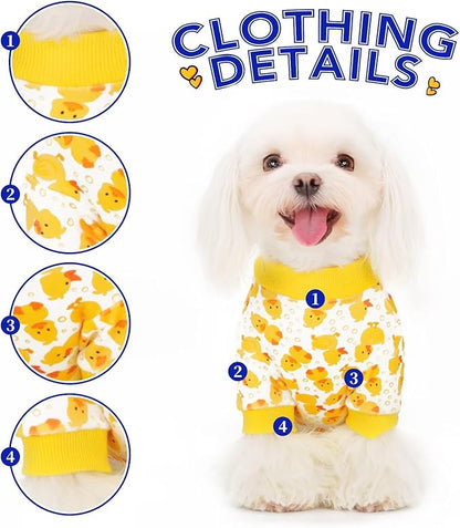 Paiaite Dog Pajamas Onesie: Comfortable Four-Legged Apparel for Small, Medium, & Large Dogs, Polyester Material for Comfort, Wrinkle Resistance, Moisture Wicking, Stretchiness Cartoon Duck XS