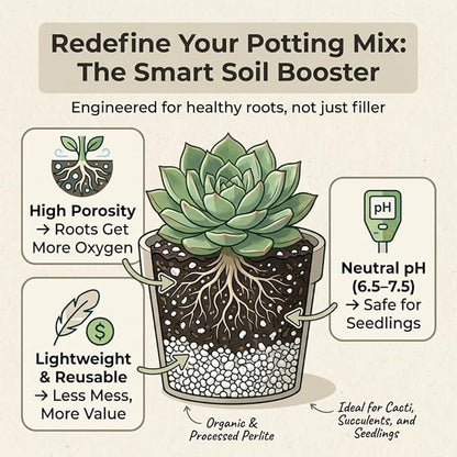 Organic Perlite for Plants, Soil Amendment for Enhanced Drainage and Growth, Ideal for Potting Mixes(2 Quart)