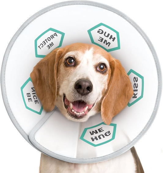 Supet Dog Cone Collar After Surgery to Stop Licking: Adjustable Recovery Elizabeth Collar Alternative for Large Medium Small Dogs, Plastic Pet Head Neck Cone (S)