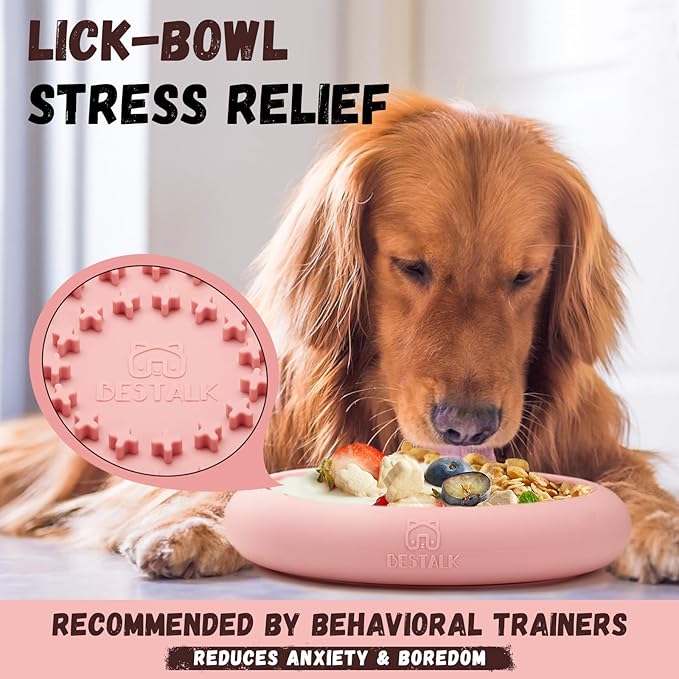 Dog Lick Bowl, Bestalk Anxiety Relief Slow Feeder Dog Lick Mat Treat Dispenser, Non-Slip Licking Bowl Enrichment Toys, BPA Free Silicone, Dishwasher Safe