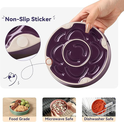 Ceramic Dog Slow Feeder Bowl - Small Dog Food Dish with Maze Puzzle Design - Slow Eating Puzzle Feeder for Pet Feed & Food Control - Whisker-Friendly Bowl for Cat Feeding - 6.3 Inch - 180 g - White