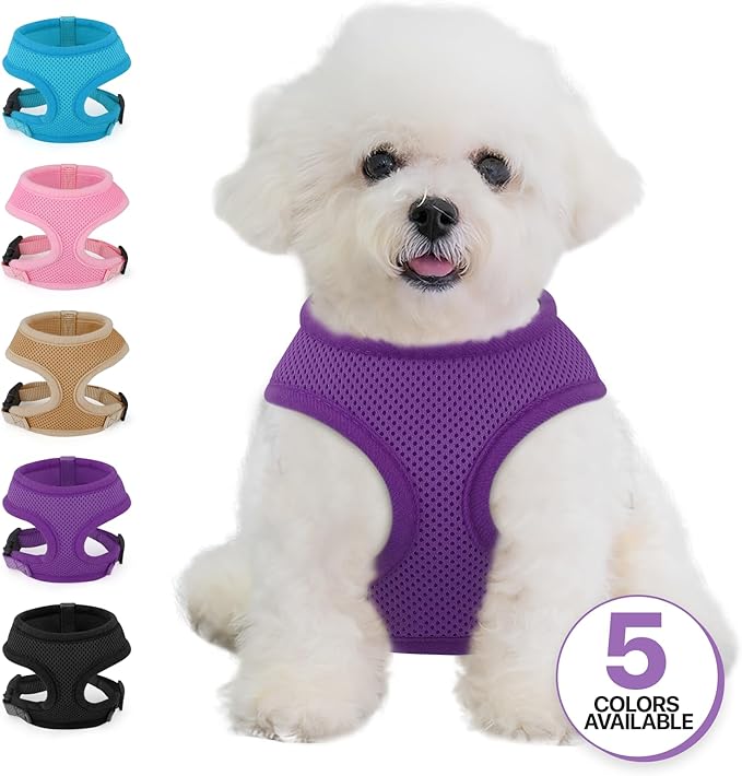 MoNiBloom Dog Harness for Small Sized Dog, Soft Puppy Padded Vest for Walking, Running, Training - Purple, XS