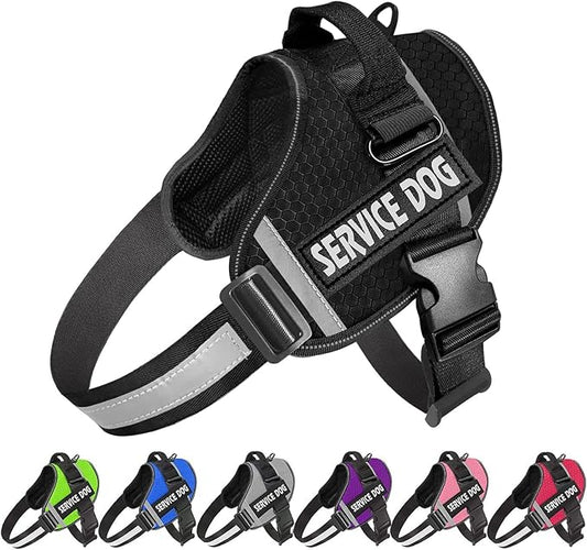 JSXD Dog Harness,No-Pull Service Dog Harness with Handle Adjustable Outdoor Pet Dog Vest 3M Reflective Nylon Material Vest for Breeds,Easy Control for Small Medium Large Dogs, XS, Black