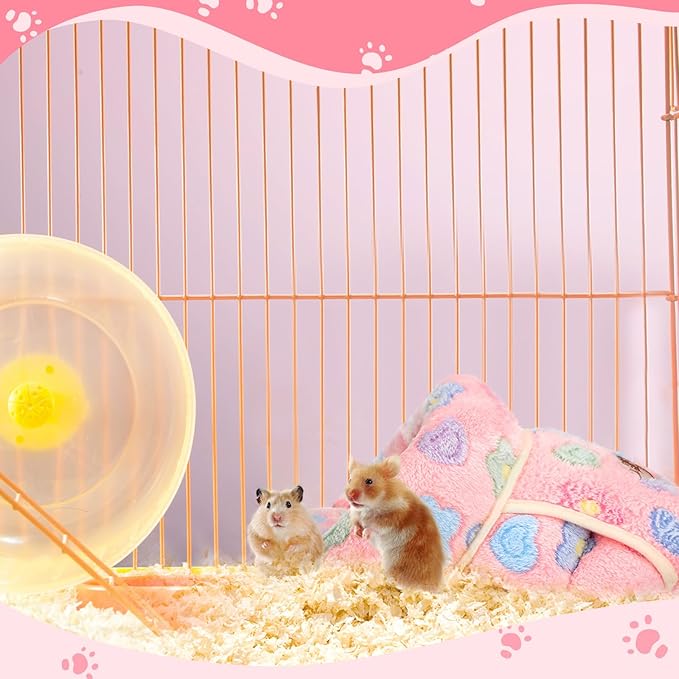 Wenqik 2 Pcs Guinea Pig Hideouts Washable Bunny Bedding Cuddle Warm Small Pet Sack Supplies Portable Pet Carrier Cage Nest Guinea Pig Accessories for Cage(Green, Pink,Flowers)