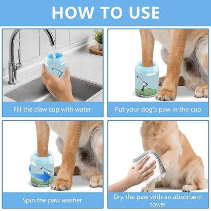 Dog Paw Cleaner Mudbuster Dog Foot Washer for Small Medium Large Dogs Cats Premium Pet Supplies Light Blue Golf Figure Clouds Grass