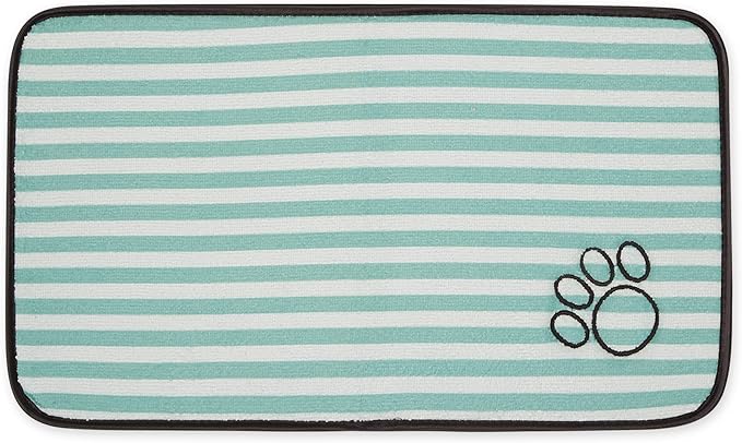 Bone Dry Machine Washable, Ultra Absorbent Pet Mat, 10x18, Green Stripe