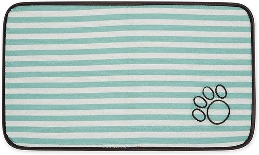 Bone Dry Machine Washable, Ultra Absorbent Pet Mat, 10x18, Green Stripe
